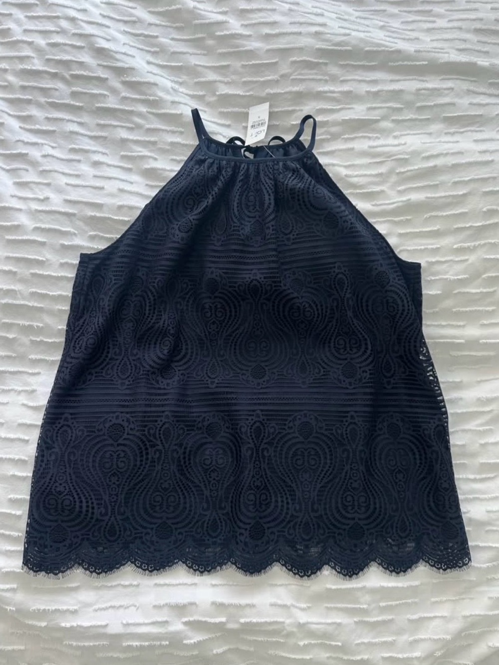 NWT Navy Blue Lace Halter Tank - Size Small - Picture 1 of 5